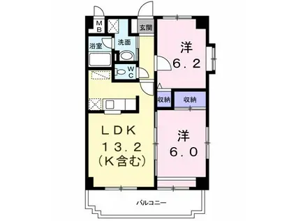 アルカディア みなみ野(2LDK/3階)の間取り写真