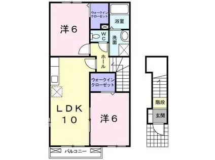 カーサプリート(2LDK/2階)の間取り写真
