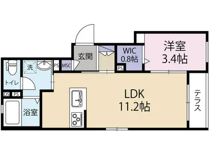 YELLOW PARROT(1LDK/1階)の間取り写真