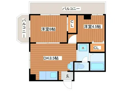 ウエストコート石切(2DK/2階)の間取り写真