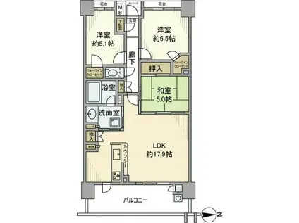 川崎サイトシティIV番館(3LDK/8階)の間取り写真