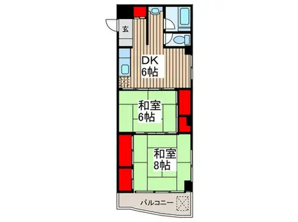 山晃社ビル(2DK/6階)の間取り写真