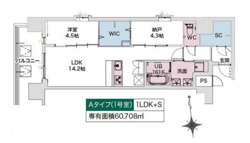 DRAW上本町(1SLDK/2階)の間取り写真