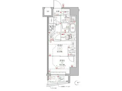クレイシアIDZ上野(2K/6階)の間取り写真