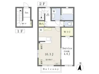 I・COURT A(1SK/2階)の間取り写真