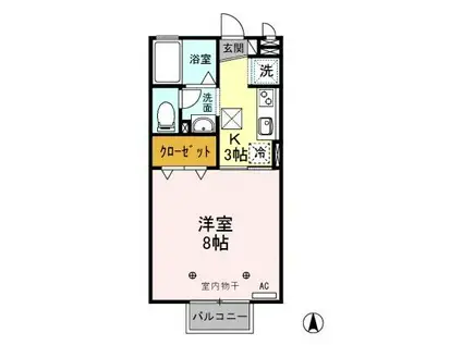 ピュアクレスト(1K/1階)の間取り写真