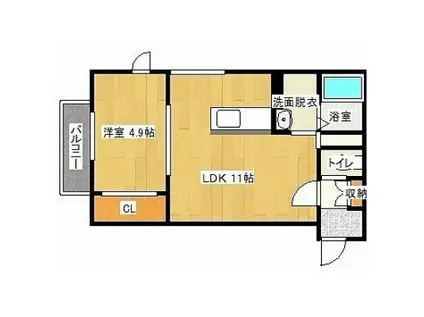 ファイブスター見山(1LDK/2階)の間取り写真