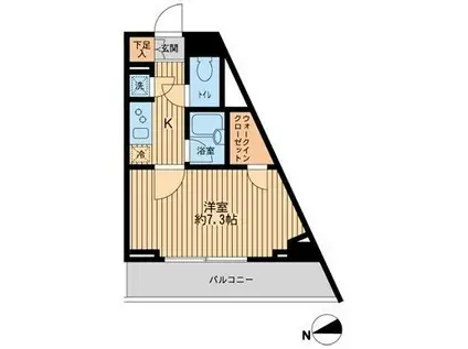 HF早稲田レジデンス(1K/2階)の間取り写真
