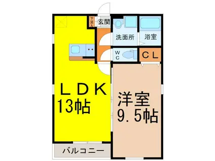 グランレーヴ大曽根II(1LDK/1階)の間取り写真