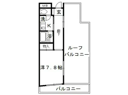 グローリア初穂大宮大和田(1K/4階)の間取り写真