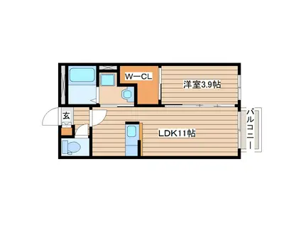 メゾンアルファ葉山(1LDK/1階)の間取り写真