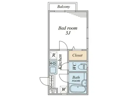 BRILLIANT HILLS 横濱山手(1K/1階)の間取り写真
