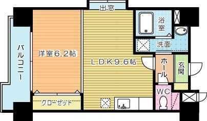 竪町センタービル(1LDK/5階)の間取り写真