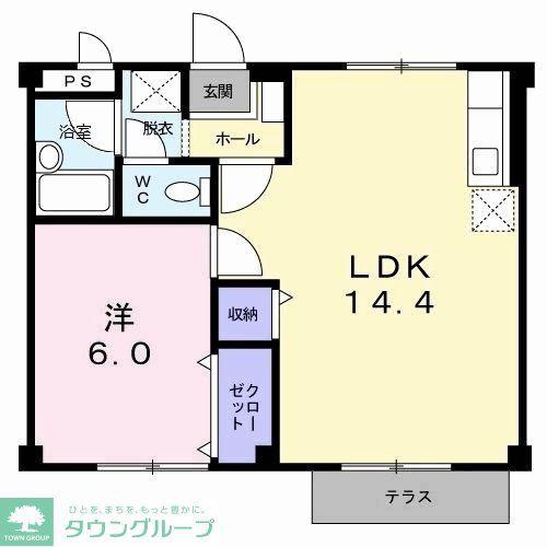 サンハイツT(1LDK/1階)の間取り写真