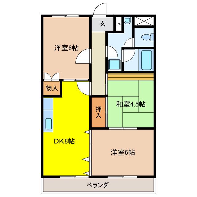 イーストピアはなみずき(3DK/2階)の間取り写真