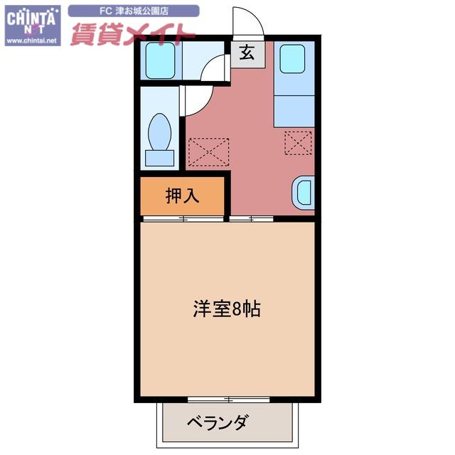 栗真ハイマートエクセル A棟(1K/2階)の間取り写真
