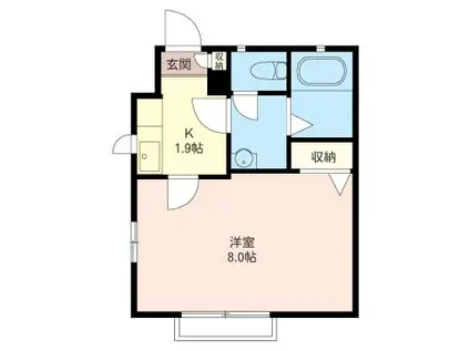 ポヌール上鷺(1K/1階)の間取り写真