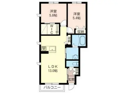 エトワル D棟(2LDK/1階)の間取り写真