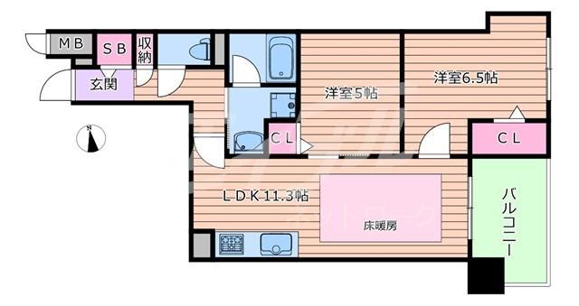 IBC RESIDENCE ウエスト(2LDK/7階)の間取り写真