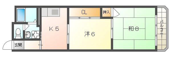 一博マンション(2K/3階)の間取り写真