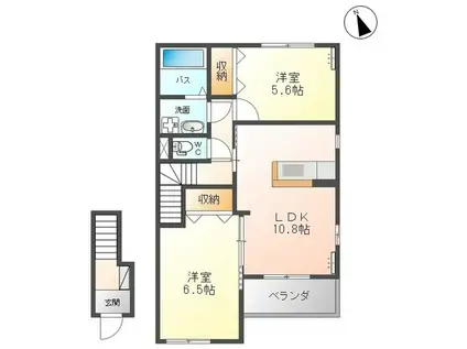 カメリア(2LDK/2階)の間取り写真