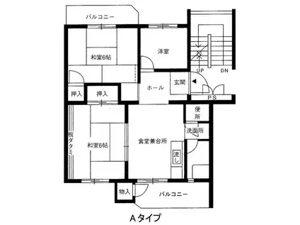 兵庫県公社 宝塚安倉4号棟(3DK/2階)の間取り写真