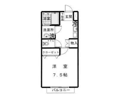 フォルトゥーナ(1K/2階)の間取り写真