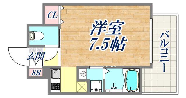 MJC神戸ブレイブ(1K/6階)の間取り写真