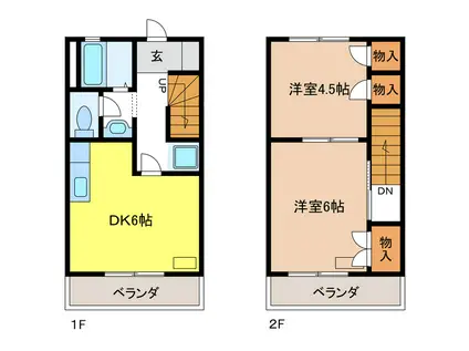 R・ハウス仏生寺(2DK/2階)の間取り写真