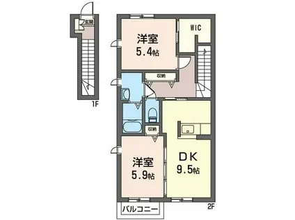 レクエルド(2DK/2階)の間取り写真