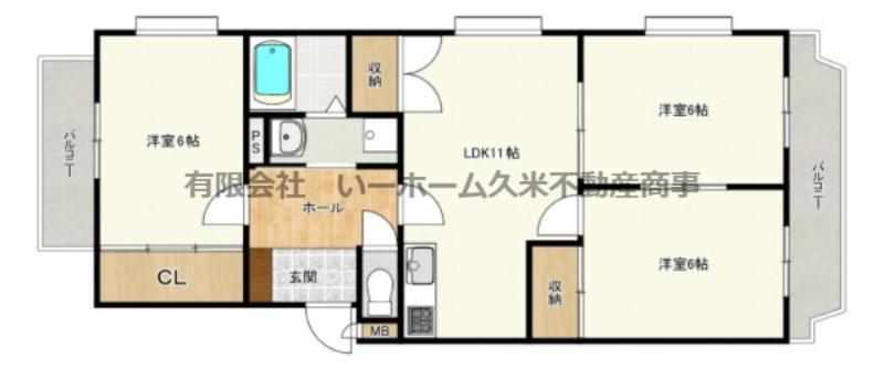エクセルハイムクリーン(3LDK/4階)の間取り写真