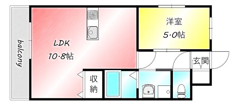 グランドハイツ馬場山緑(1LDK/1階)の間取り写真