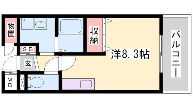 ラポールセタ(1K/3階)の間取り写真