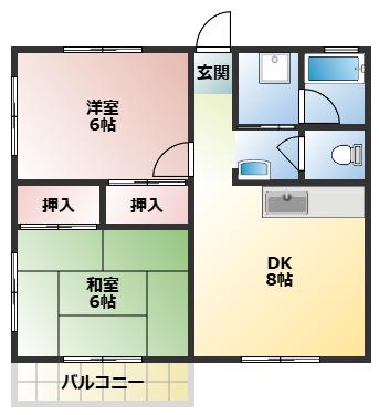 エルムハイツ(2DK/2階)の間取り写真