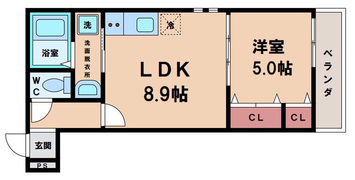 フジパレス住吉遠里小野(1LDK/2階)の間取り写真