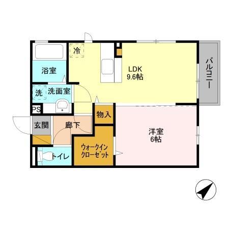 パークドオートム A(1LDK/3階)の間取り写真