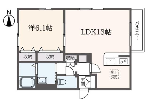 華秀 久留美(1LDK/3階)の間取り写真
