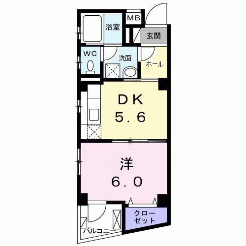 村上ビル(1DK/4階)の間取り写真