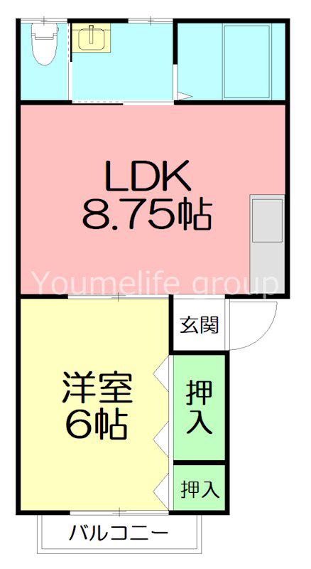 シーサイドクボタII(1LDK/2階)の間取り写真