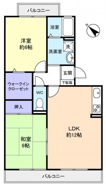 ハイツサンピーチC(2LDK/3階)の間取り写真