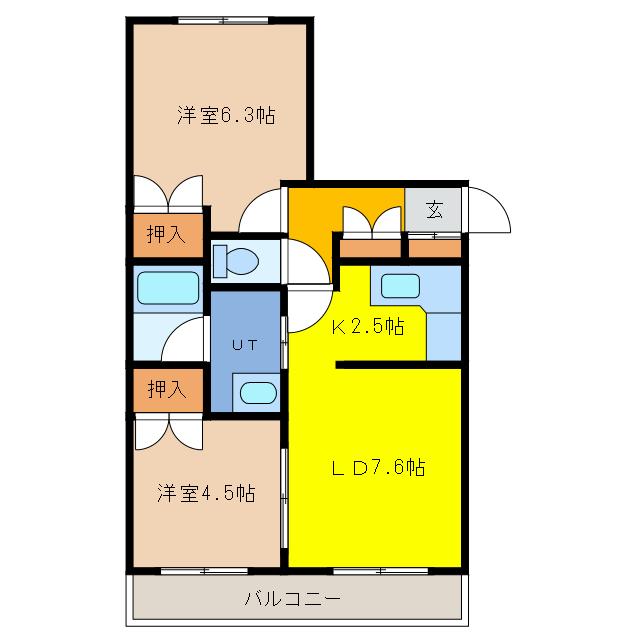 ラザール末広(2LDK/2階)の間取り写真