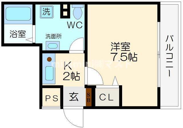 レジデア西本町(1K/11階)の間取り写真