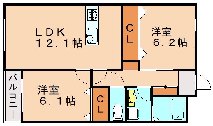ヴァリオヴランカ(2LDK/2階)の間取り写真
