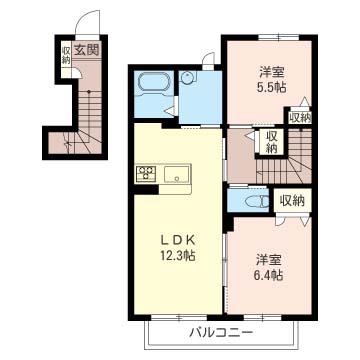 アクア・ルーチェ(2LDK/1階)の間取り写真