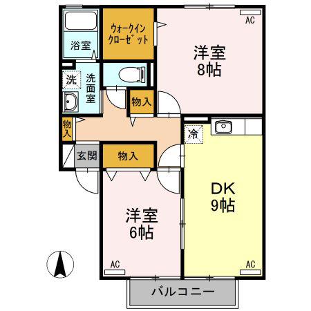 STREAM VILLAGE A棟(2DK/2階)の間取り写真