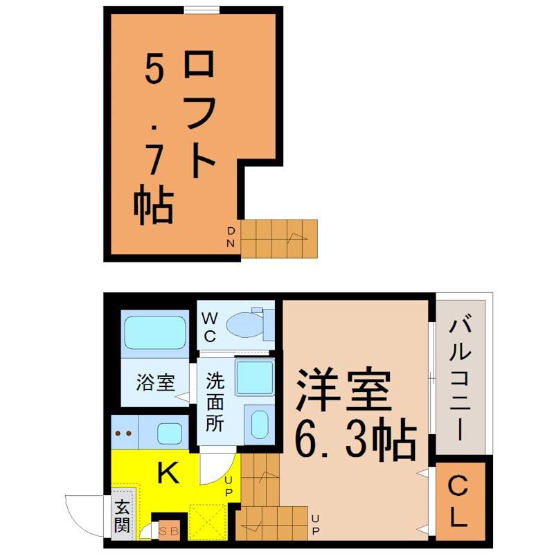 LINO(1K/1階)の間取り写真