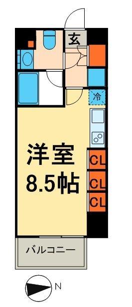 パークアクシス錦糸町・親水公園(ワンルーム/4階)の間取り写真
