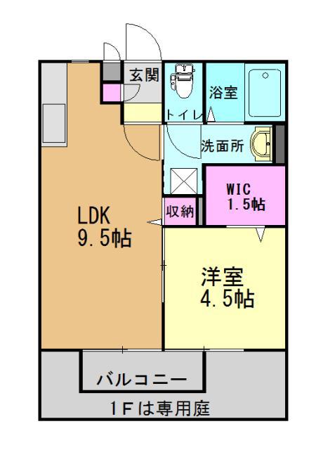 サヌック(1LDK/1階)の間取り写真