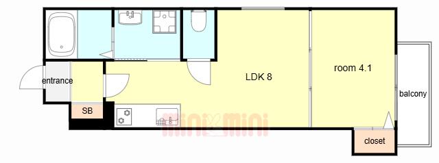 TERAS KOROEN(1LDK/2階)の間取り写真