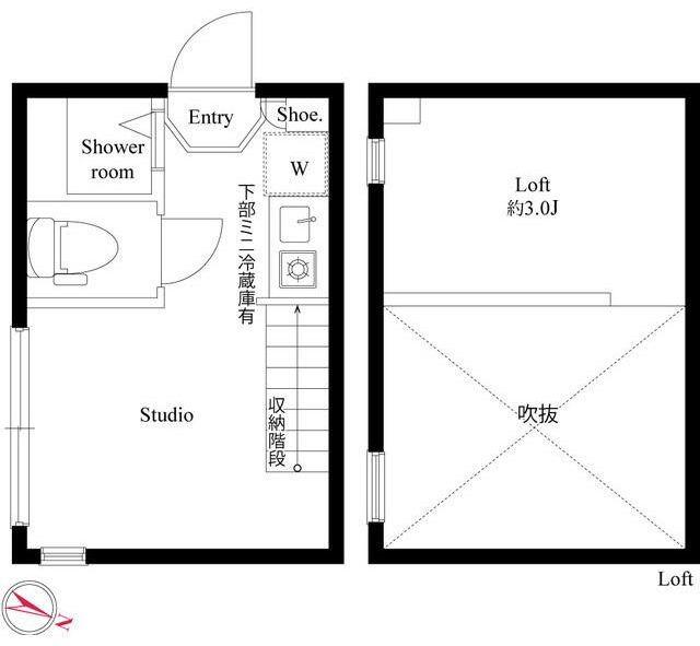 ハーモニーテラス西小岩V(ワンルーム/2階)の間取り写真